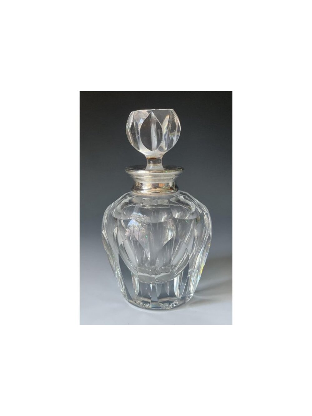 Antique - Vintage 20th C. Hand Cut Glass Perfume Vanity Scent Cologne Bottle